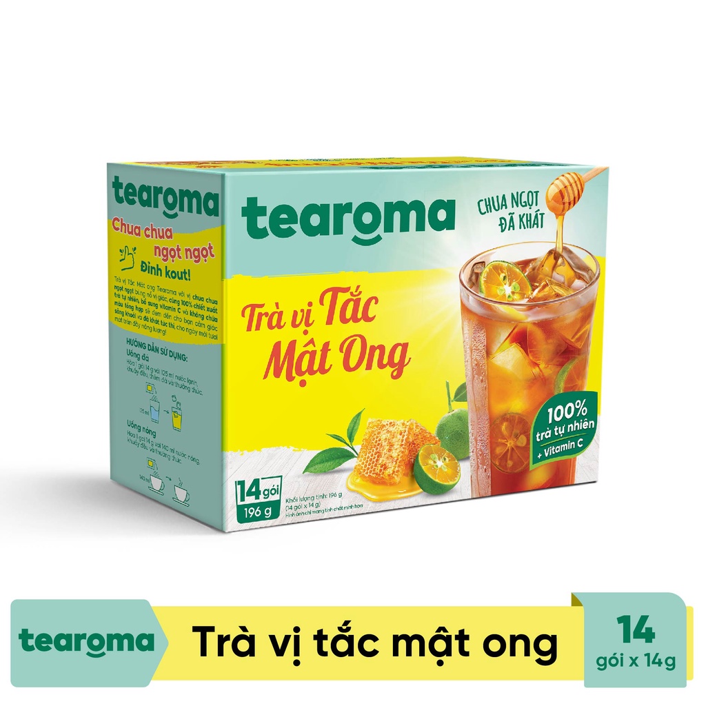 Trà Tearoma hòa tan vị Tắc mật ong hộp 196g (14 gói x 14g)