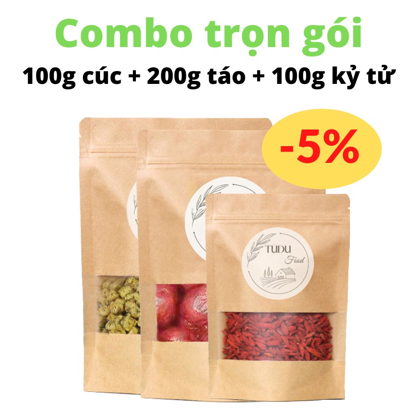 Combo Trà Hoa Cúc 100g Kỷ Tử 100g Táo Đỏ 200g Tudu Food Loại 1 Chất Lượng Tốt Đóng Túi Zip Giấy Thực Phẩm