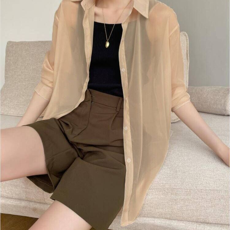 Jiashucheng Áo Khoác Cardigan Mỏng Chống Nắng Dáng Dài Phong Cách Phương Tây Thời Trang Mùa Hè Cho Nữ