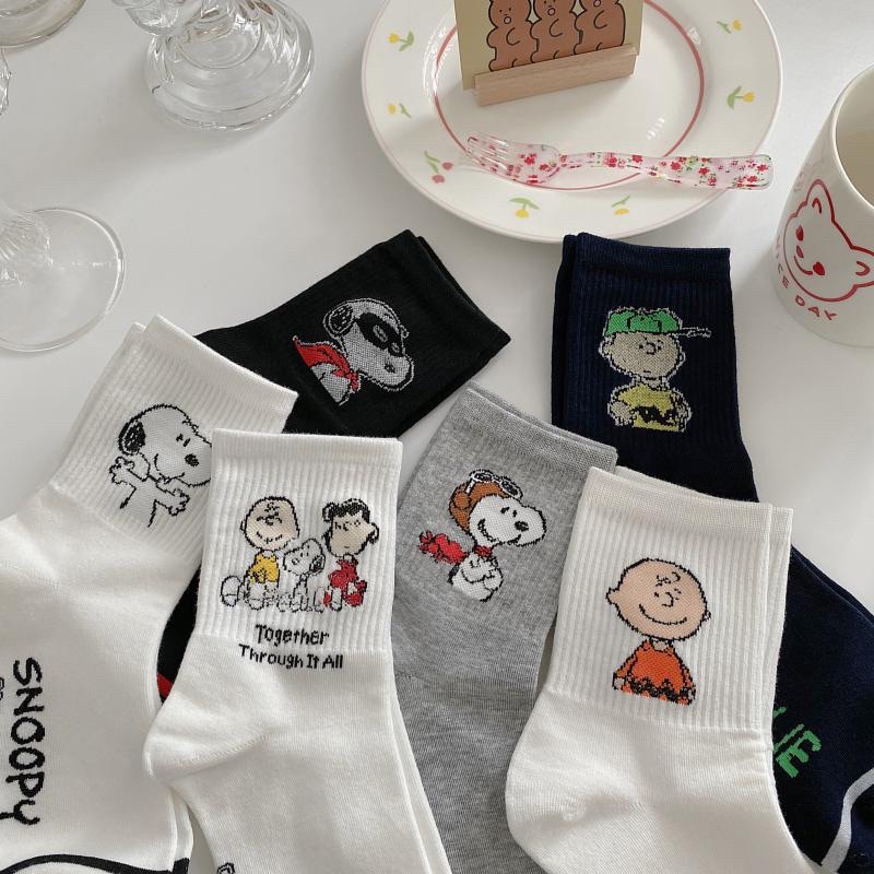 Vớ Tất Cổ Cao Snoopy hàng cotton loại 1 bao đổi trả freesize nam và nữ 36-42