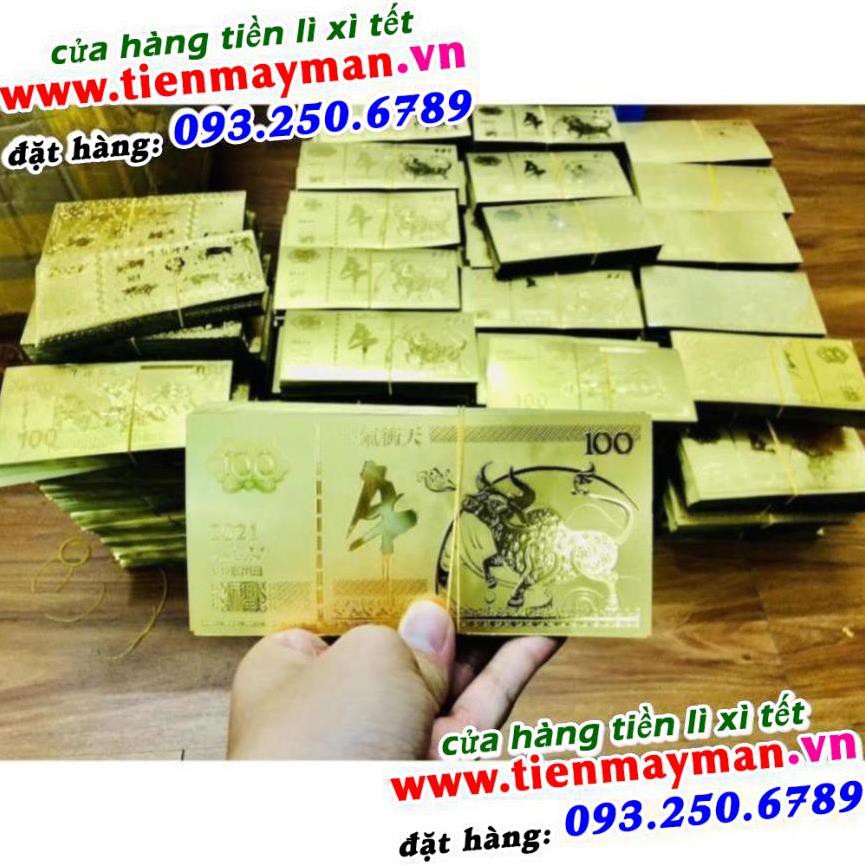 [GIÁ SỈ] Tiền Macao 100 hình con Trâu Vàng Plastic Lì Xì Tết 2021