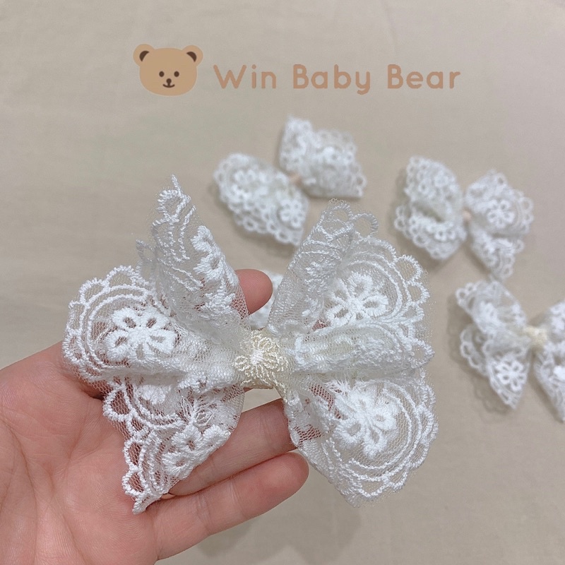 Kẹp tóc nơ ren trắng style hàn quốc 🤎