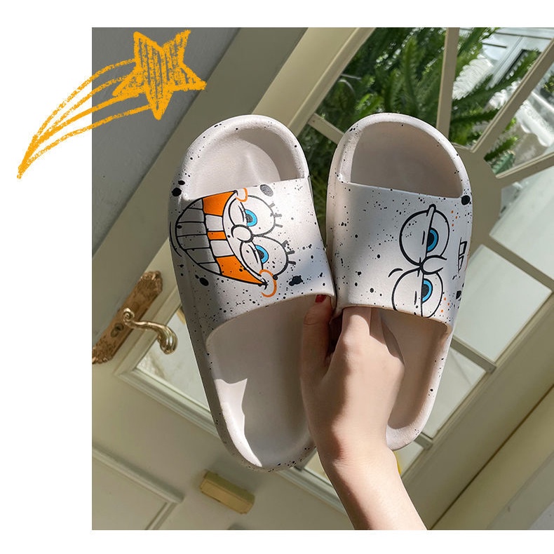 Dép lê nữ quai ngang đế bánh mì hình mặt cười siêu nhẹ siêu bền Unisex chống trơn trượt