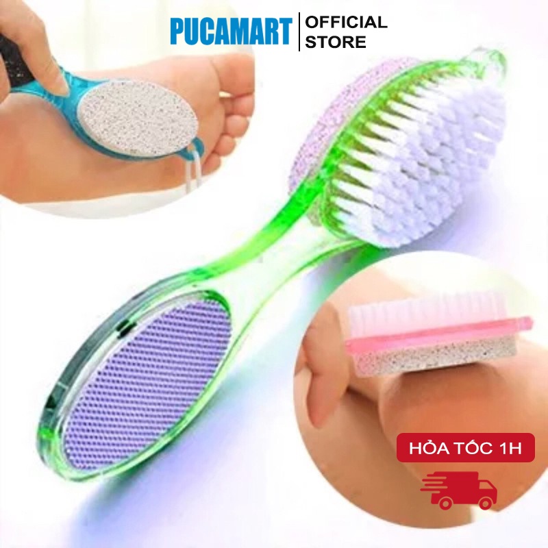 Bàn Chải Chà Chân 4in1 PUCA, Bàn Chải Loại Bỏ Các Tế Bào Da Chết Bằng Bọt Biển, Bàn Chải Chà Gót Chân
