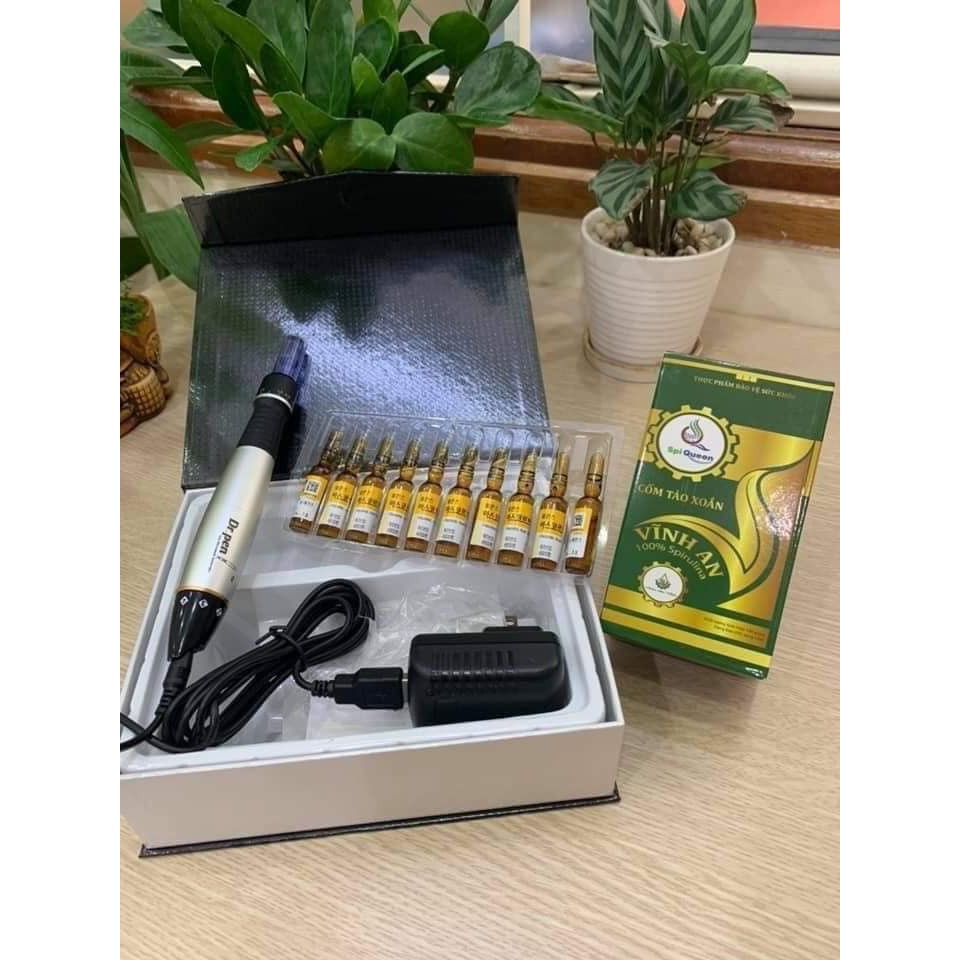Máy phi kim Dr Pen Xanh, máy lăn kim Dr pen, máy lăn kim tích điện cấy tảo cấy phấn cấy trắng da