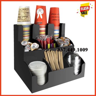 Kệ đựng cốc trà sữa , giấy , ống hút mika 3 tầng cao cấp