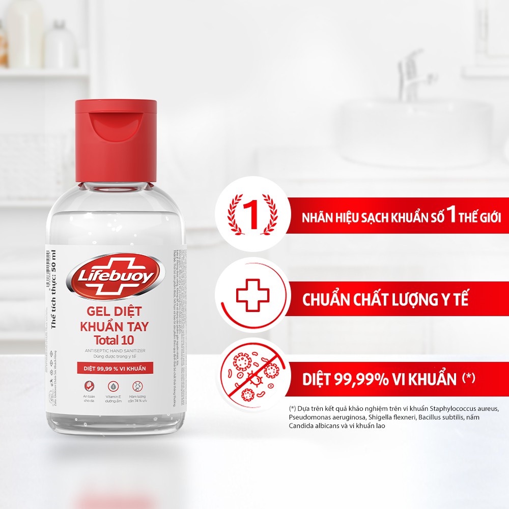 Combo 3 Gel diệt khuẩn tay Lifebuoy Total10 50ml/ chai