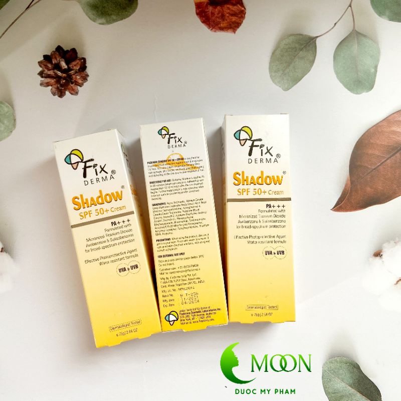 Kem chống nắng Fixderma Shadow SPF 50+ Cream PA+++ dạng kem mỏng nhẹ không gây bí da ngăn ngừa da thâm sạm 75g