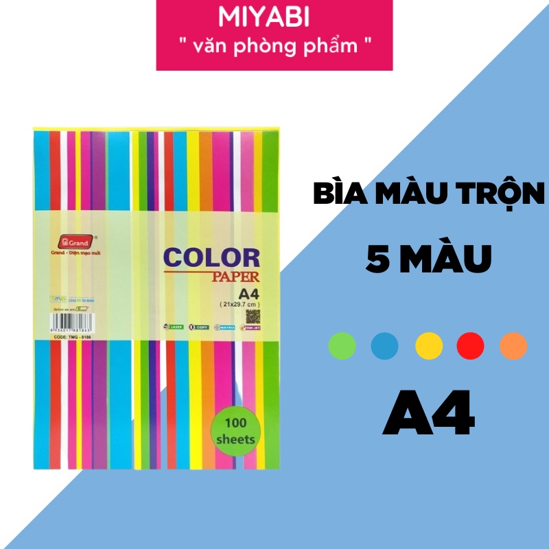 Giấy in A4 trộn 5 màu Pgrand định lượng 80gsm giá sỉ - giấy a4 văn phòng phẩm cao cấp - MIYABI STORE