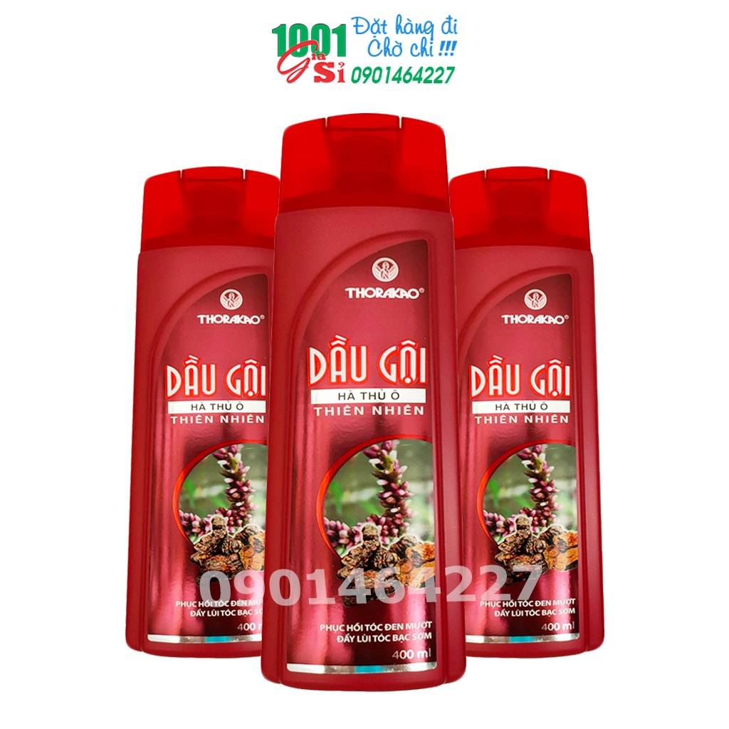 Dầu gội Hà Thủ Ô 400ml Thorakao giúp tóc chắc, đen mượt, giảm rụng tóc, ngừa gàu