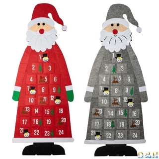 D&H. Calendar Wall Hanging Santa Felt Advent Calendar With Pockets 24 Days Xmas Countdown Calendar Christmas Decorations
