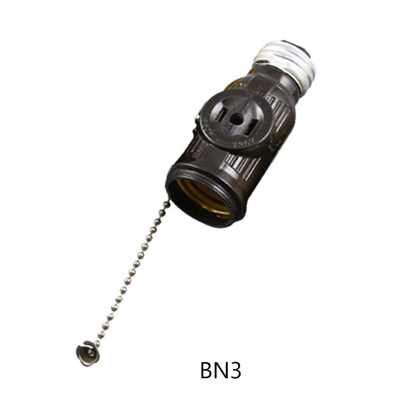 Đuôi Đèn Chuyển Đổi E26 Sang 2 Ổ Cắm Kèm Công Tắc Dây Xích Kéo Chuyên Dụng Cho Garage Utilit