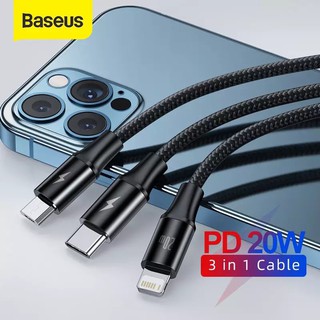Cáp sạc 3 đầu baseus rapid series 3-in-1 pd 20w