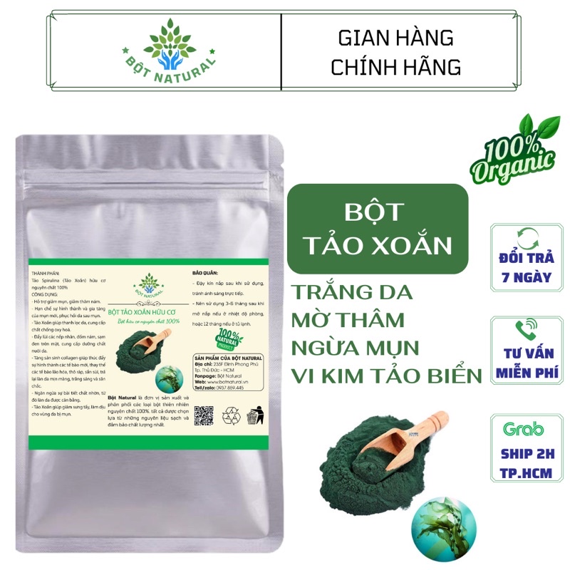 Bột tảo xoắn spirulina Nhật Bản - dưỡng da trắng sáng, mờ thâm, trẻ hoá và tái tạo làn da | Bột Natural