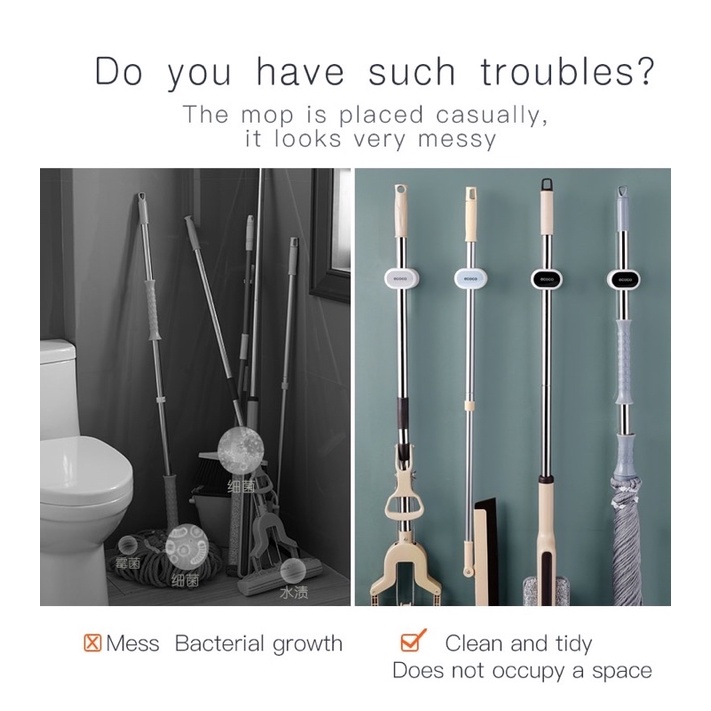 Móc Dán Tường ECOCO ,Móc Treo Cây Lau Nhà ECOCO Tiện Lợi Dính Chắc Chắn, Móc Treo Đồ Nhà Tắm