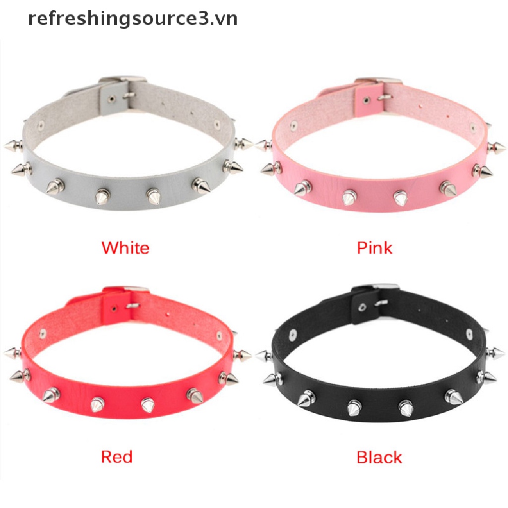 (ref) Vòng Cổ Choker Da Đính Đinh Tán Hình Trái Tim Phong Cách gothic punk Dành Cho Nữ
