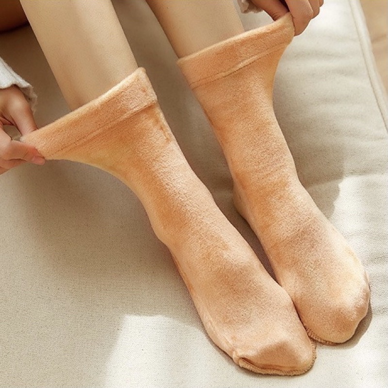 Tất nữ Hàn Quốc, Tất cổ cao, vớ nữ lót nỉ bông siêu ấm chất dày dặn