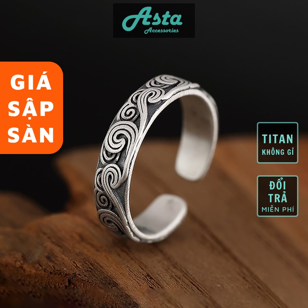 Nhẫn Nam Hình Vân Mây Cloudy Ring Asta Accessories Thời Trang Basic Màu Bạc Đẹp Cao Cấp - Nhẫn Nam Thép Titan Không Gỉ