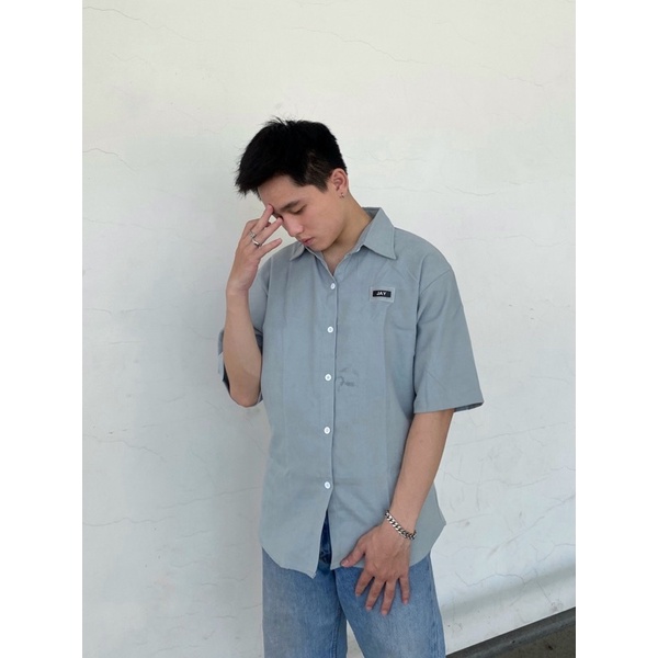 Áo sơmi tay lỡ unisex TAG JAY màu ĐEN/TRẮNG/HỒNG/XÁM XANH/MINT  Nam nữ unisex  Áo sơmi form rộng style Ulzzang