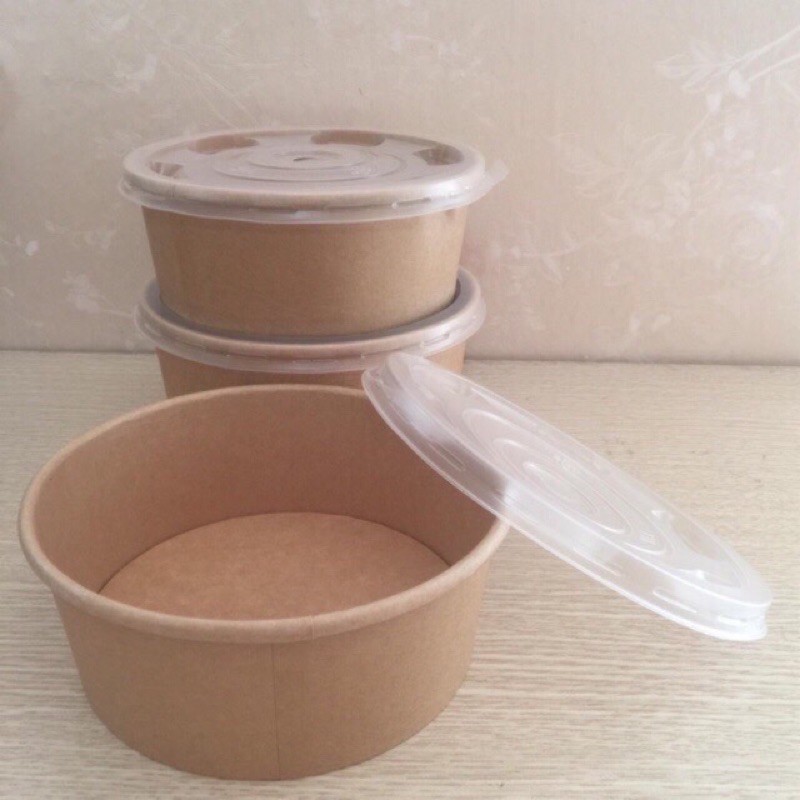 10 tô giấy, bát giấy kraft màu nâu 750ml