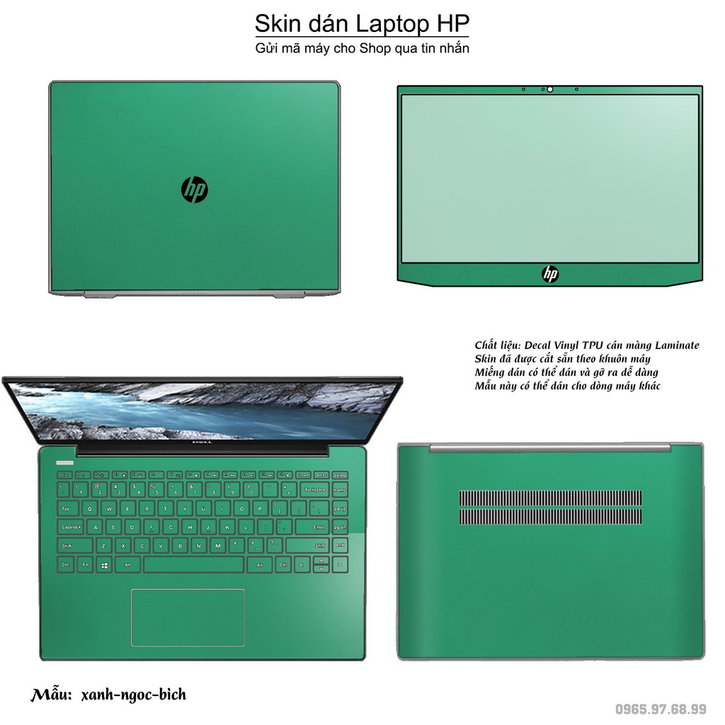 Skin dán Laptop HP màu xanh ngọc bích (inbox mã máy cho Shop)