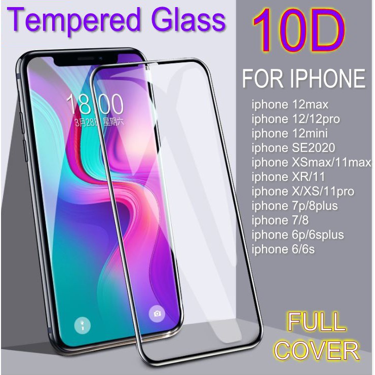 Kính cường lực 10d bảo vệ màn hình thích hợp cho iPhone 13 12mini 12 12pro 12max 11 pro xi x xr xs max 7 8 6 6s plus