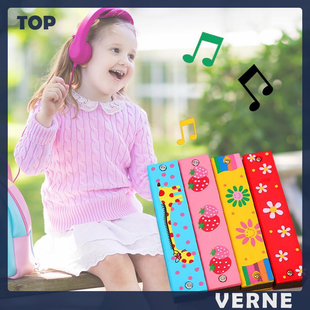 Kèn Harmonica Gỗ Hoạ Tiết Hoạt Hình Nhiều Màu Sắc Cho Bé