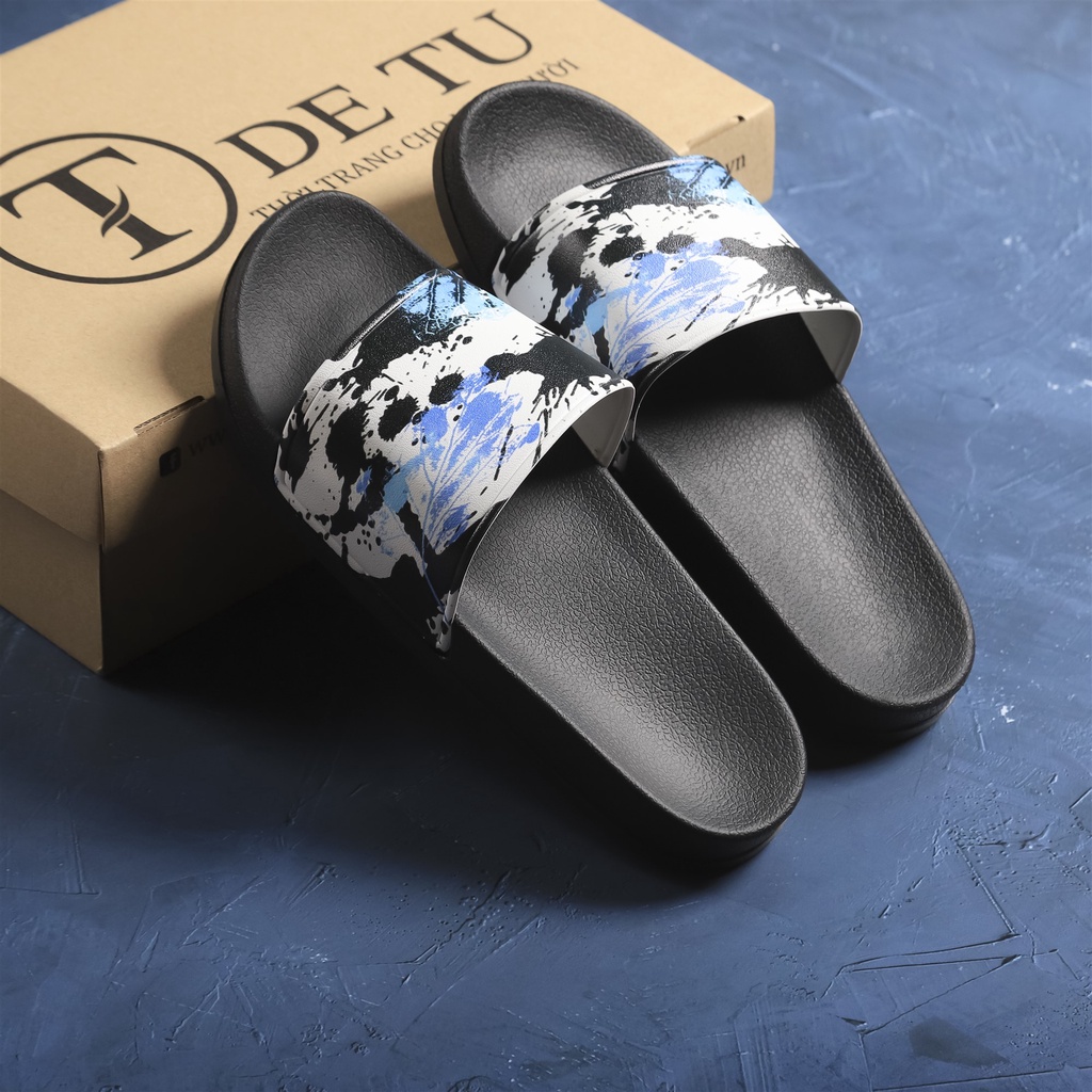 Dép Quai Ngang Unisex DETU DNT18 (Đen/Đen)