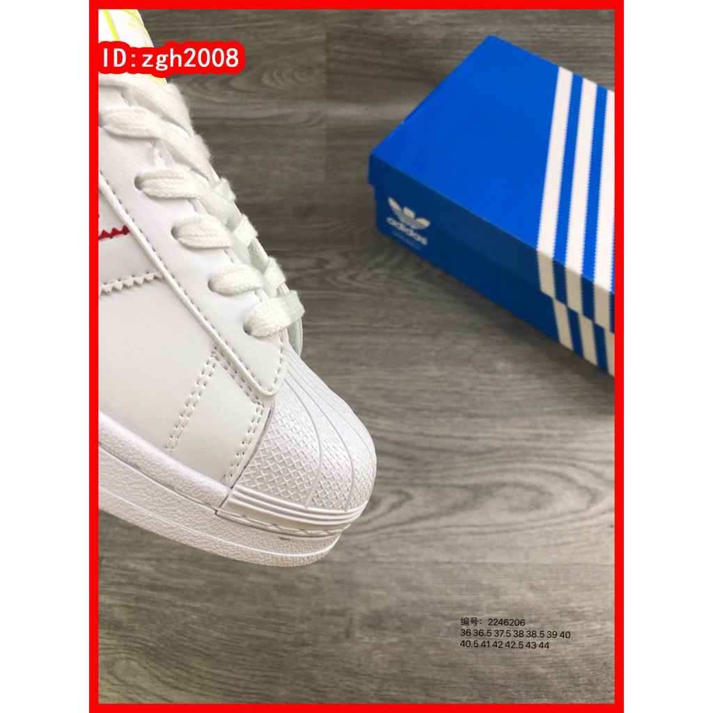 [Zgh2008] Giày sneaker da đế xuồng màu đỏ, đen và xanh da trời Adidas Superstar Slipon mùa hè
