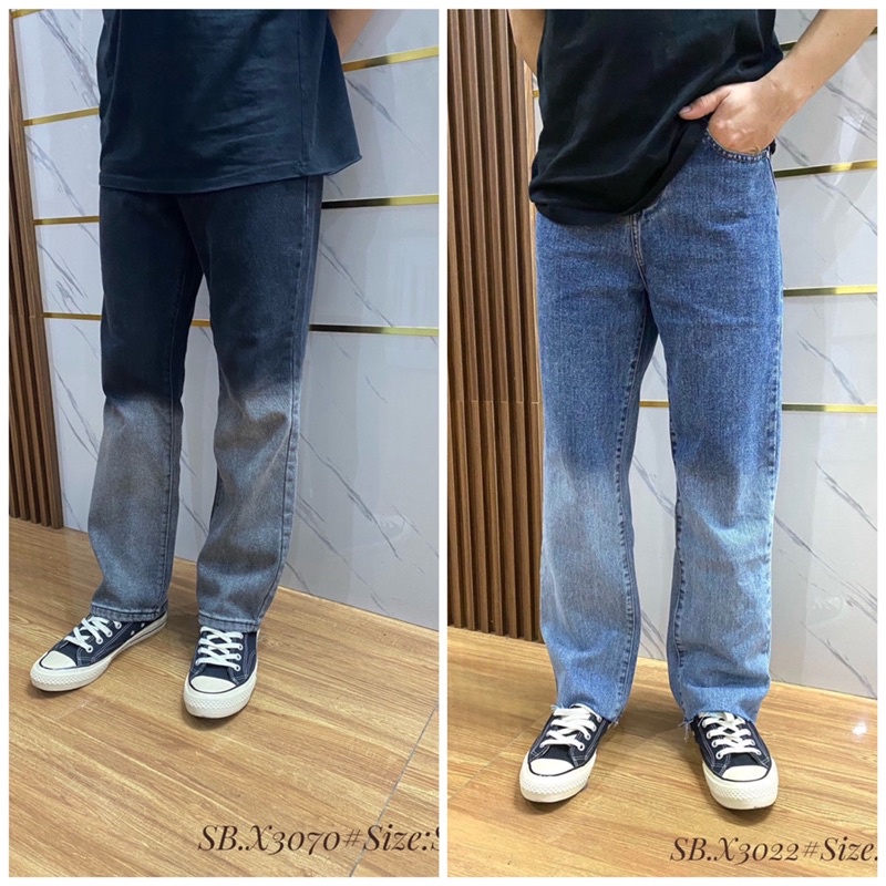 Quần Jean Baggy Ống Xuông Pha 2 Màu Cực Chất - Quần Baggy Mẫu Mới Nhất
