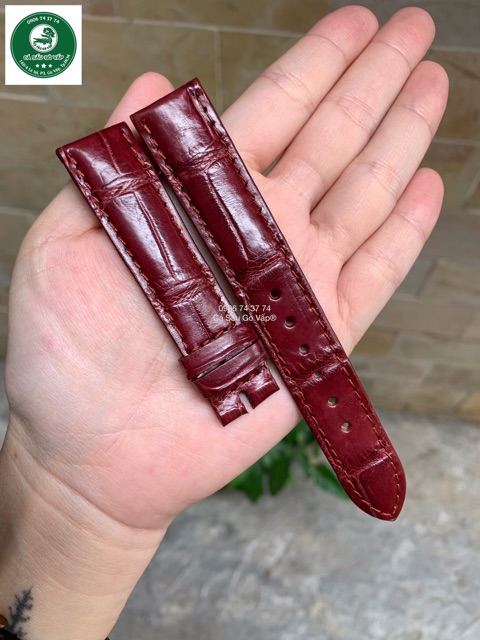 Dây Đồng Hồ Da Cá Sấu Size 18-20-22-24 Nâu Đỏ