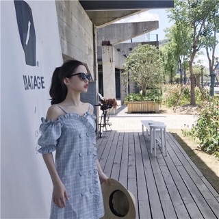 Đầm caro xanh bèo [kèm hình chụp thật]
