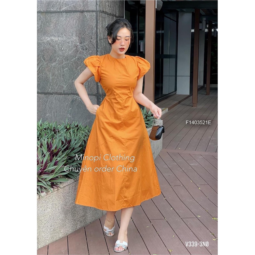 Đầm tay phồng nhún khoét lưng!