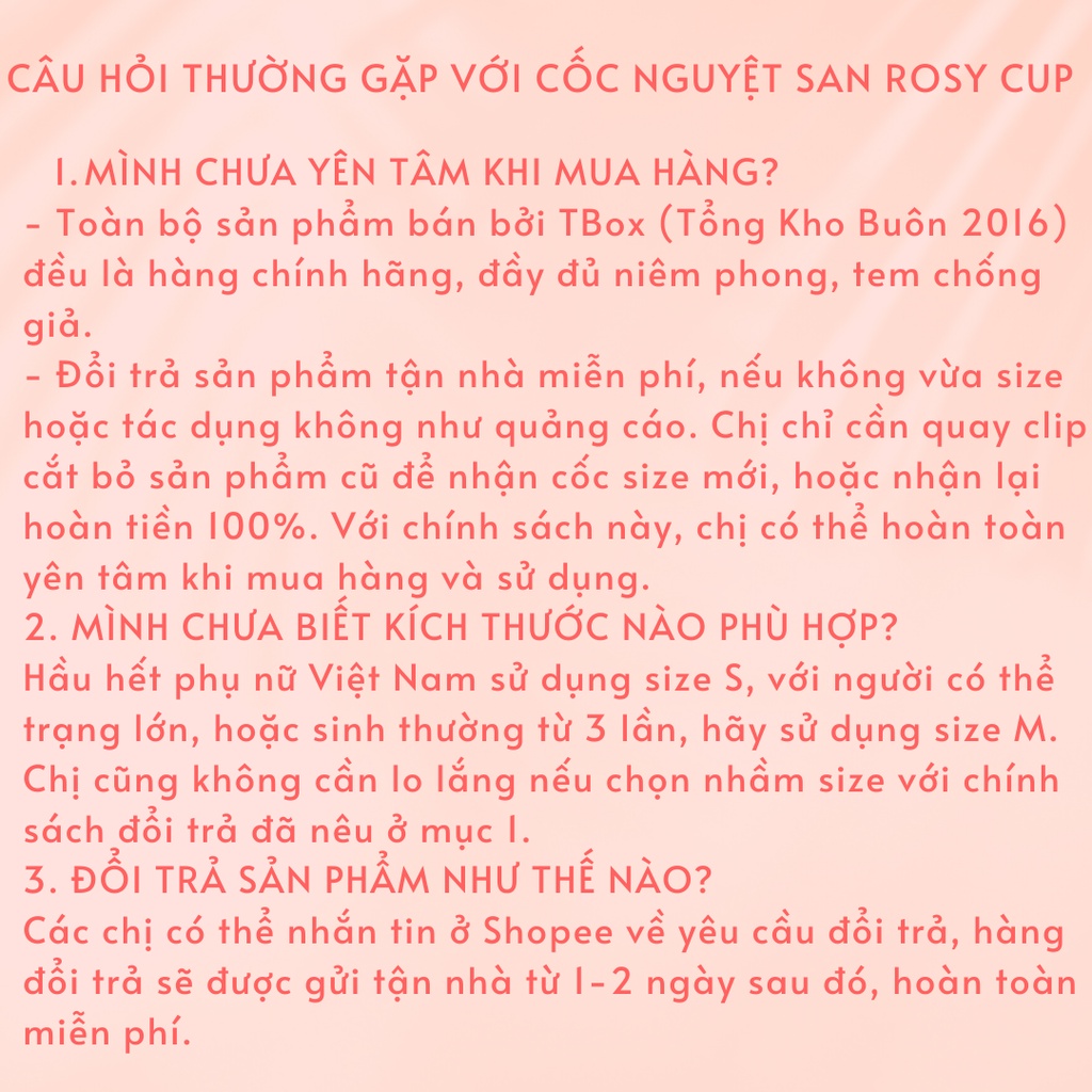 Cốc nguyệt san Rosy Cup chính hãng tặng quà kèm theo | Silicone y tế chính hãng Rosy Cup USA đầy đủ mã vạch