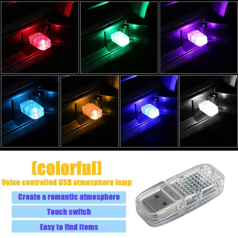 Đèn LED USB Mini Nhiều Màu Sắc Điều Khiển Bằng Giọng Nói Trang Trí Xe Hơi