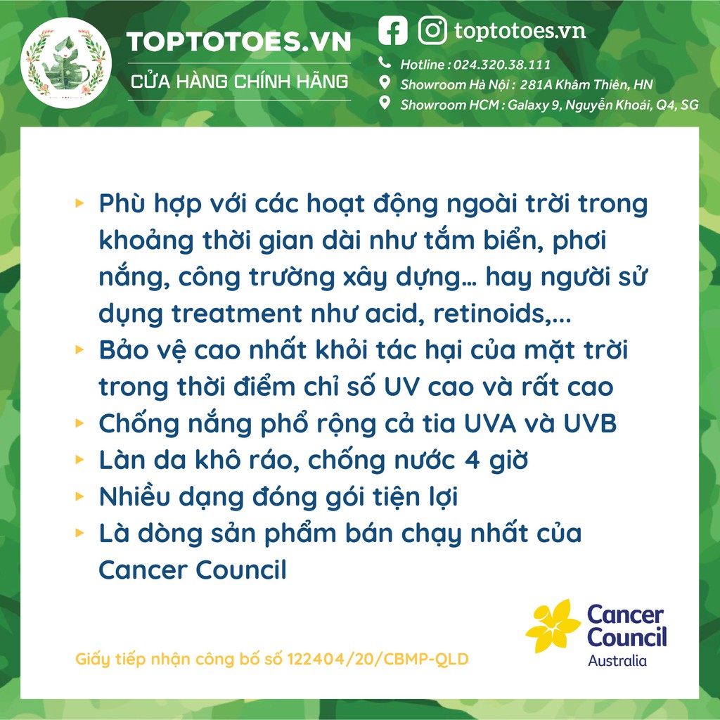 [Mã SKAMPUSH11 giảm 10% đơn 200k] Kem chống nắng Siêu bảo vệ Cancer Council Ultra SPF 50+/ PA ++++ | BigBuy360 - bigbuy360.vn