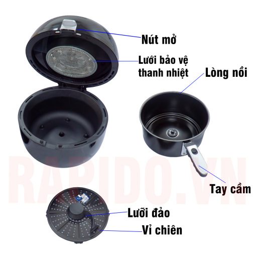 Nồi chiên không dầu Rapido 6.5L RAF6.5M LUX điều khiển cơ