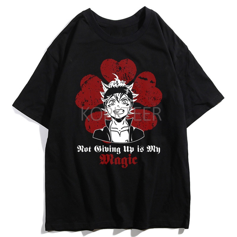 Áo Thun Nam Ngắn Tay In Hình Anime Asta Yuno Noell Silva Phong Cách Hip Hop Những Năm 90 Màu Đen