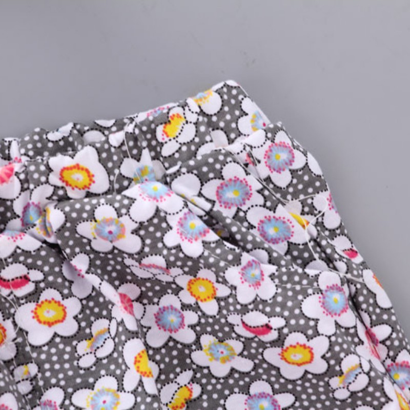 Set áo thun tay bèo &amp; quần short in hoa cho bé gái