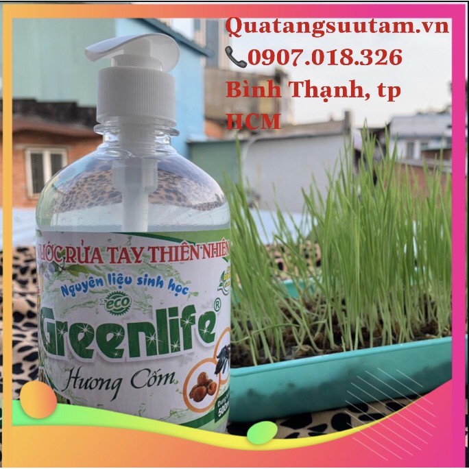 Nước rửa tay sinh học Greenlife 500ml, bồ hòn, hương cốm, Eco