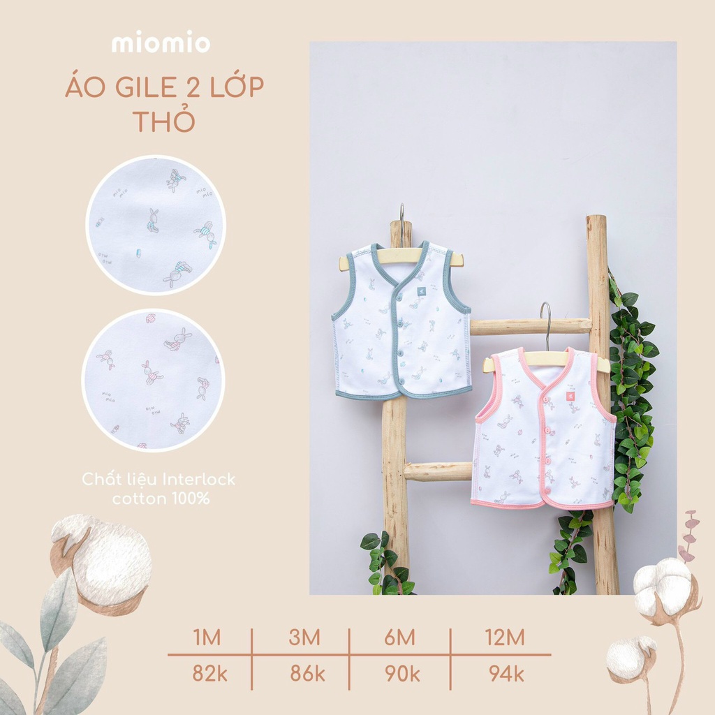 Áo Gile Mio 2 Lớp Cotton Mềm Mại Xinh Xắn, Áo ghi lê gile sơ sinh Thị Nắng Store