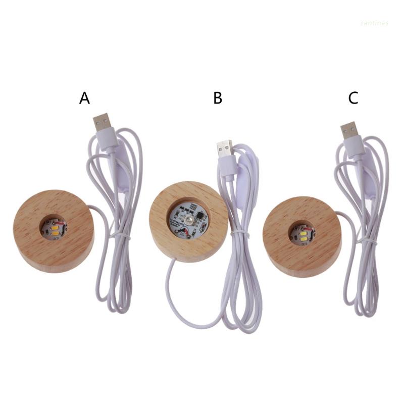 Đế Đèn LED Tròn 3D Bằng Thủy Tinh Pha Lê Nhiều Màu / Trắng / Ấm Với Công Tắc Cảm Ứng Nhạy