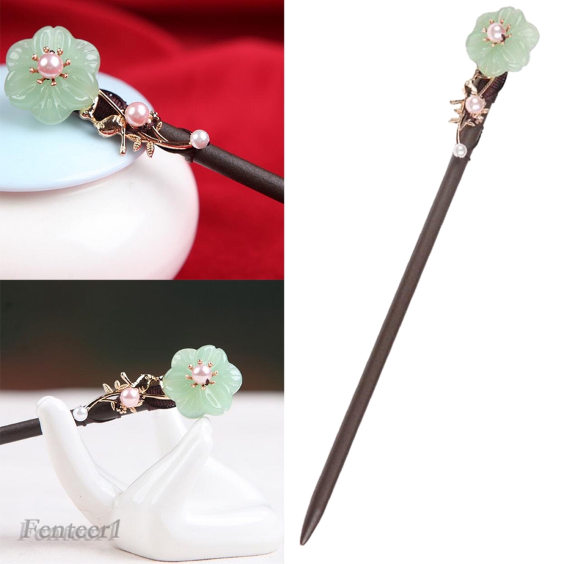 Trâm Cài Tóc Bằng Gỗ Tự Nhiên Họa Tiết Hoa Phong Cách Trung Quốc Cổ Điển Fenteer1