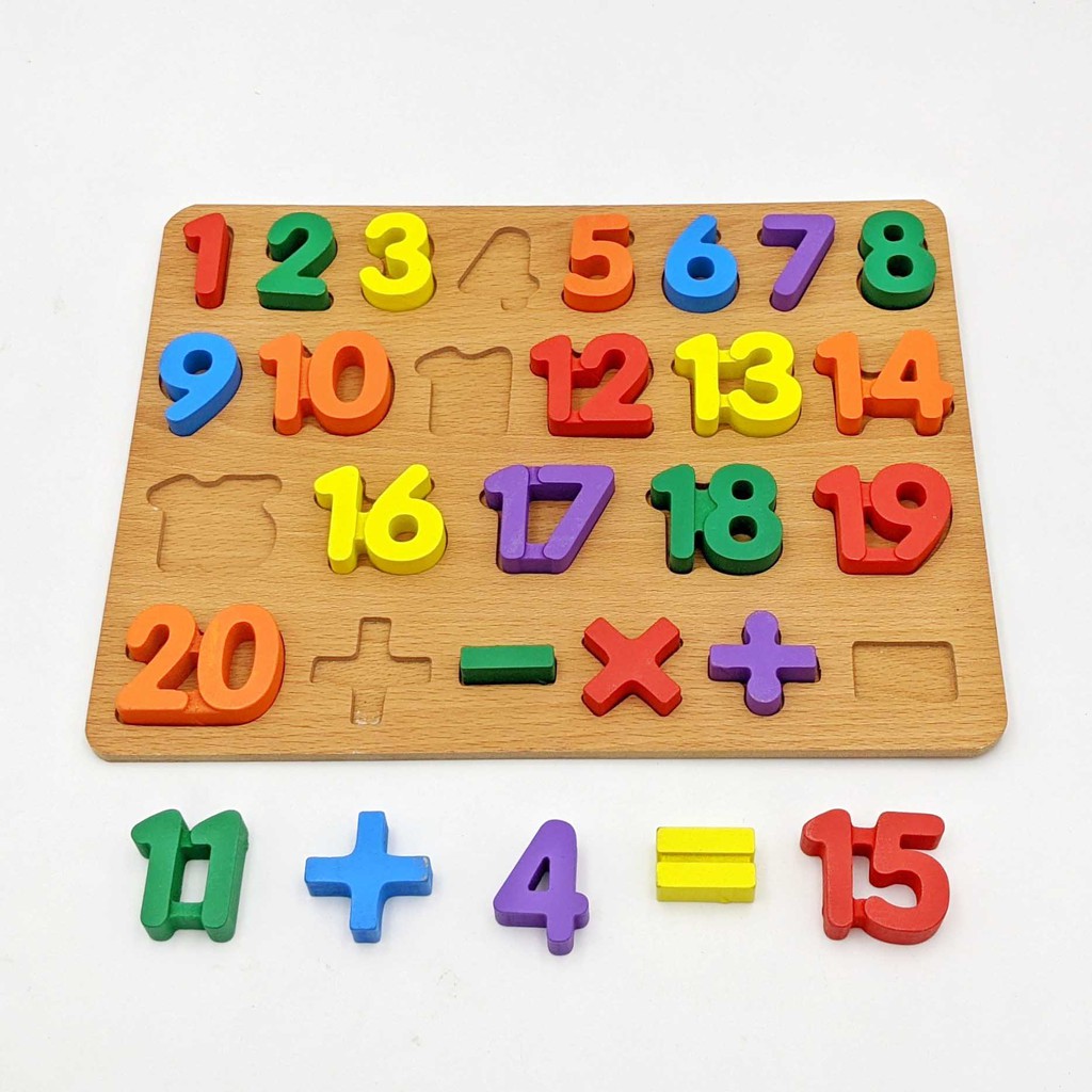 Bảng ghép chữ số bằng gỗ nhiều màu sắc cho bé