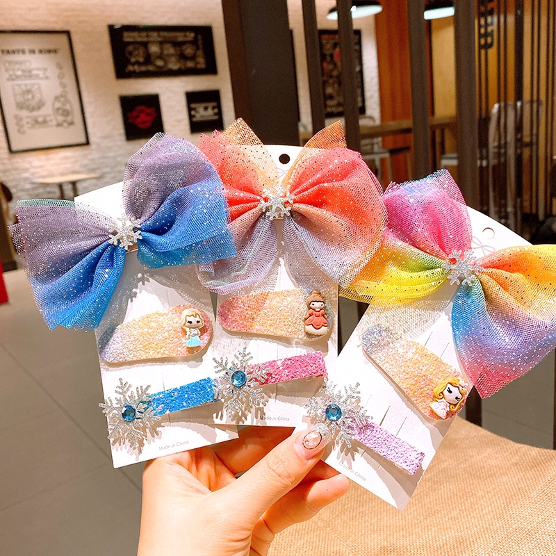Set 3 kẹp tóc hình công chúa tuyết dành cho bé gái