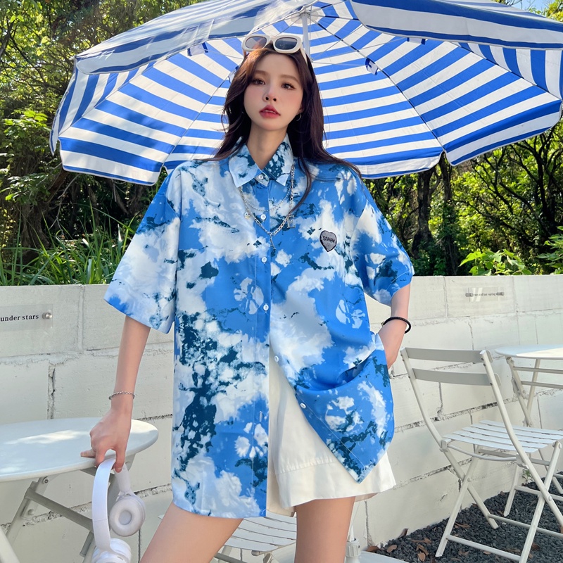 Áo Sơ Mi Nữ Tay Dài Dáng Rộng In Hình Mặt Cười Thời Trang