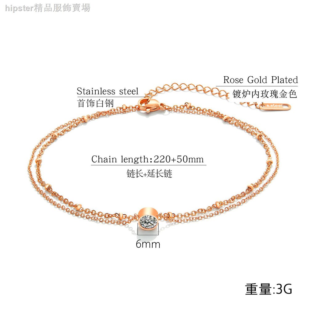 Lắc Chân Thép Titan Mạ Vàng Hồng Đính Đá Kim Cương Giả | BigBuy360 - bigbuy360.vn