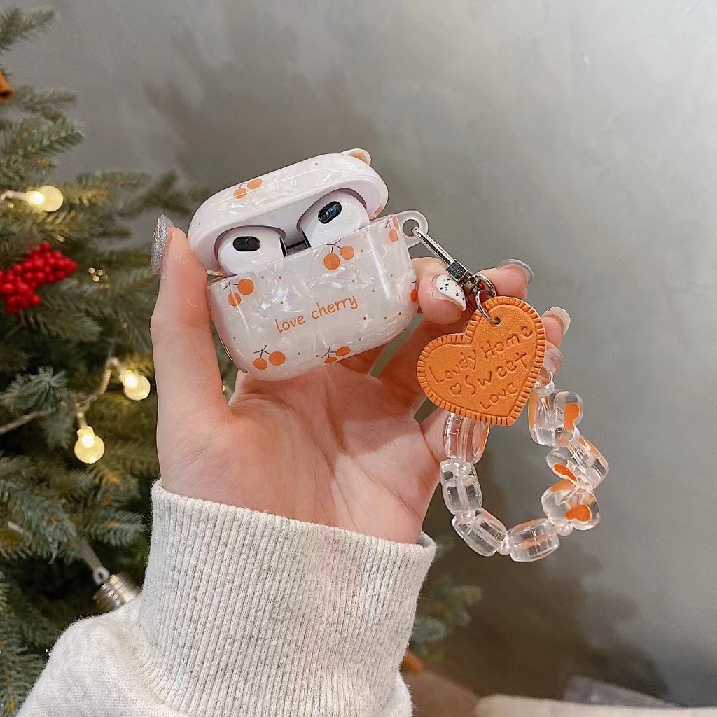 Vỏ Bảo Vệ Hộp Sạc Tai Nghe Bluetooth airpods 1 2 pro 3 Bằng tpu Mềm Gắn Dây Xích Họa Tiết Trái Tim Và Trái Tim Xinh Xắn