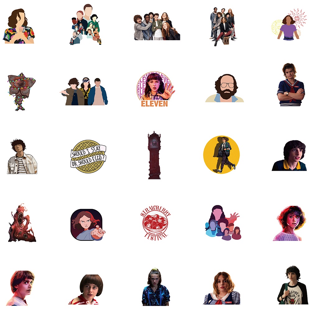 Set 10/50 Sticker Phim Stranger Things Season 4 Chống Nước Dán Trang Trí Đa Năng