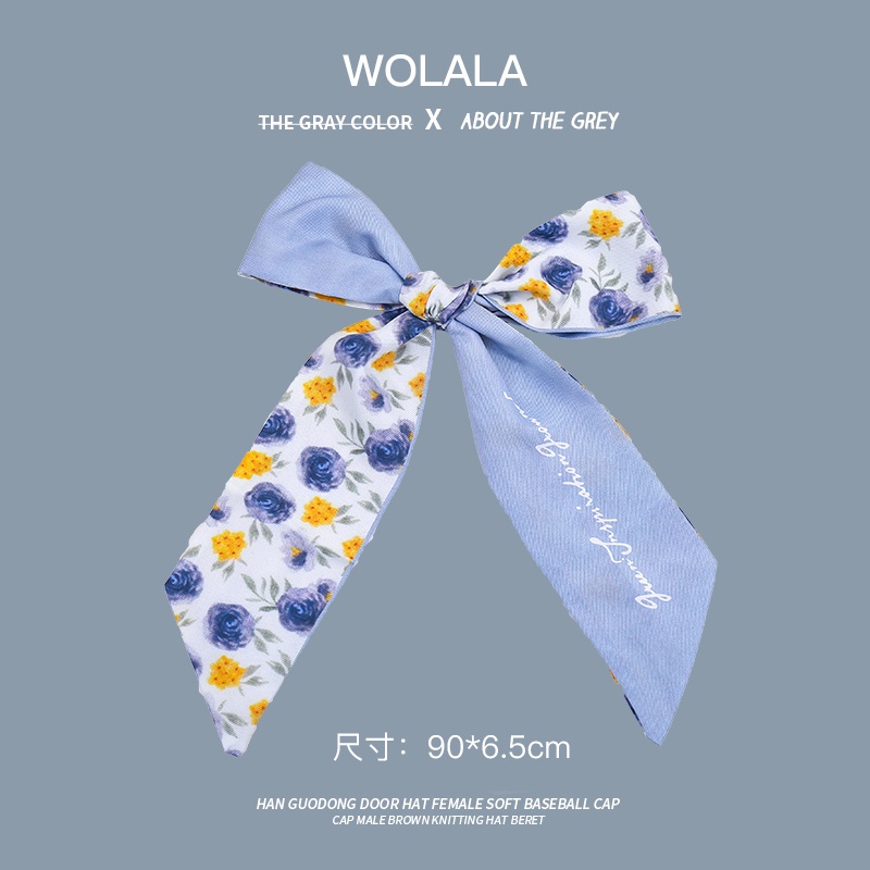 Băng Đô Cài Tóc Dài Bằng Lụa Cao Cấp Màu Xanh Dương